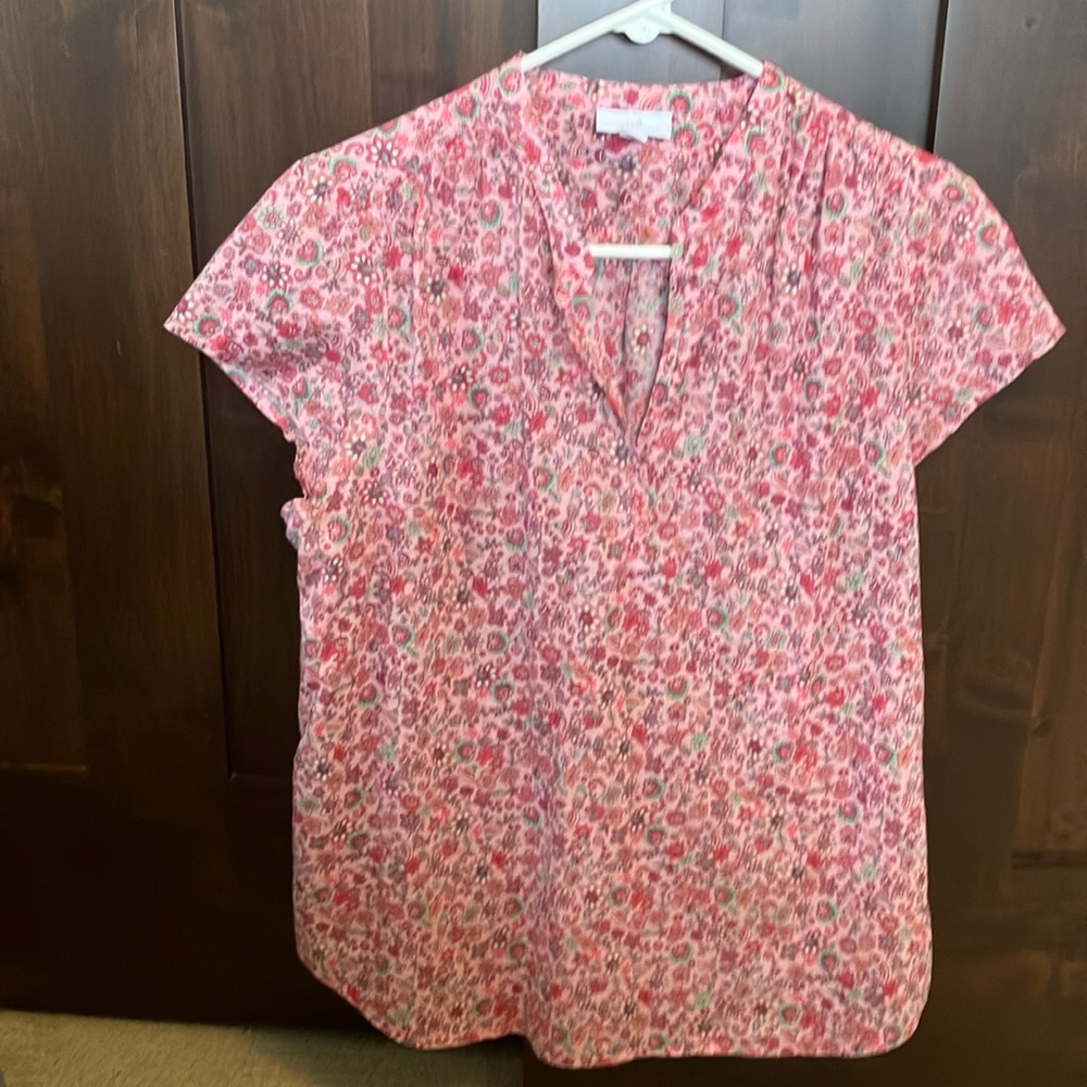 J Jill cotton ditsy print blouse